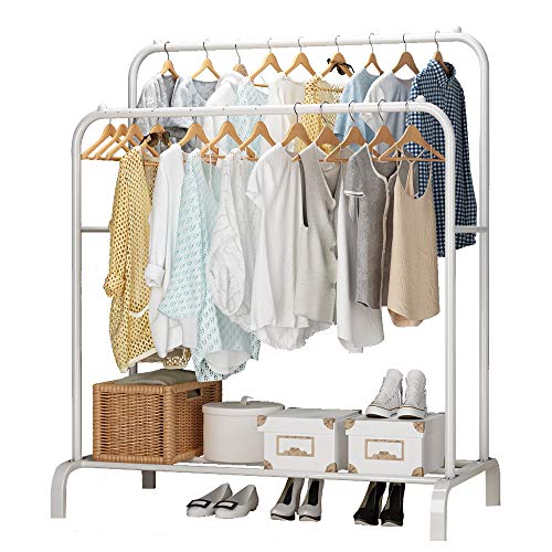 UDEAR Porte-vêtements, Porte-vêtements Multifonctionnel, Porte-Manteaux à Deux Pôles, Blanc