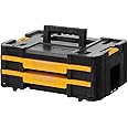 DEWALT DWST1-70706 TSTAK® Double Shallow Drawers of 7.5 kg Weight Capacity Each, Bi-Material Carry Handle, Removable Dividers For Drills & Bits Organization, Robust & Rugged Design, 44x31x18 cm