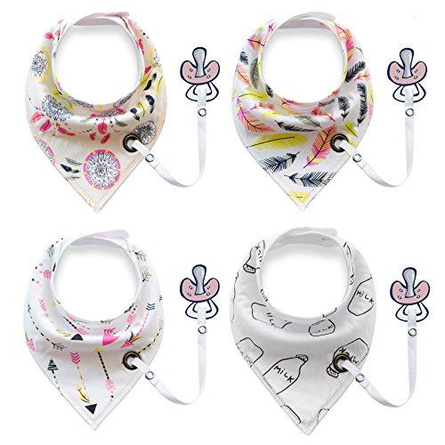 4er - packung unisex baby kleinkinder kopftuch leibchen mit druckknöpfen soft sabber aus bio - baumwolle dusche geschenkset superabsorbierende für kinderkrankheiten fütterung mit schnuller - clip