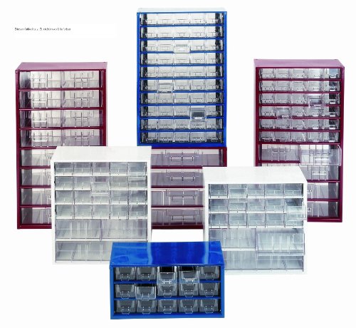 Kleinteilemagazin Metall blau 306x146x285 mm 30 Glasklare Kunststoff-Schubladen + 10 Trennstege - 3