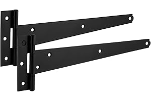 XFORT Lot de 2 charnières noires en T de 150 mm, en métal avec revêtement résistant aux intempéries et à la rouille, charnières en T idéales pour une utilisation extérieuree
