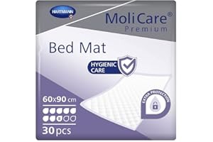 MoliCare Premium BedMat: Empapador para Proteger Camas, Sillones y Sofás, Desechables, para Pacientes Incontinentes, 60x90cm, 30 Unidades
