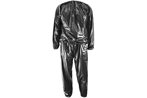 shenruifa bastusvettaddräkt för kvinnor och män, fitness, svettbastukostym, viktminskning, helkroppssvettad bastukostym, gym, slitstark, PVC för män och kvinnor, (XL), svart, Einheitsgröße