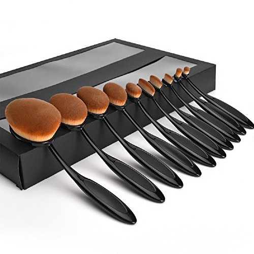 Molain 10pcs Make-up Pinsel mit Zahnbürste Art Foundation Creme Puderpinsel Eyeliner Bürste Lippenpinsel (10Stk) - 6