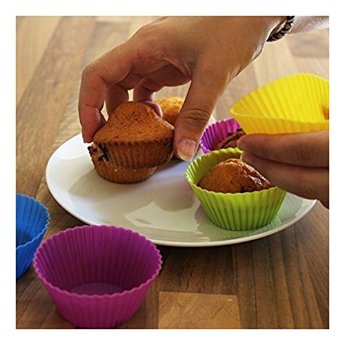 Silikon wiederverwendbar Backförmchen, Cupcake, Muffin Tassen, Antihaft Kuchen Formen, lebensmittelsicherheit, 24er Pack 6 Farben