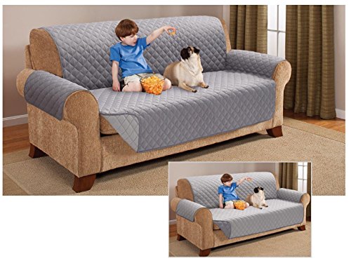 3 Seater Sofa REVERSIBLE Protector GREY / SILVER 63'' x 70.5'' Luxury Quilted Furniture Cover Sofa / 3 Seater Sofa REVERSIBLE Protector GREY / SILVER 63'' x 70.5'' Luxury Quilted Furniture Cover Sofa /