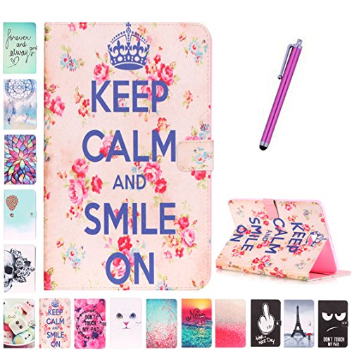 Romtronic Cute Colorful Flip Tasche PU Leder Abdeckung Stand Schutzhülle für Samsung Galaxy Tab A6 10.1 Pouces SM-T580 / SM-T585 + 1 x Schwarz Stylus (Design 07)
