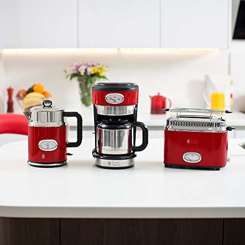 Russell Hobbs 21710-56 Retro Ribbon Red Thermo-Kaffeemaschine mit stylischer Brüh- und Warmhalteanzeige, Brausekopftechnologie, rot - 6