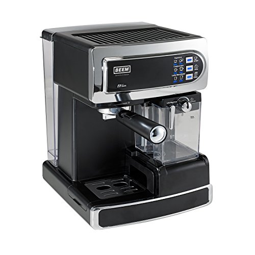 BEEM i-Joy Café Ultimate 20 bar, Espresso-Siebträgermaschine mit 20 bar und integriertem Milchaufschäumer, chrom-schwarz