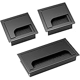 Niaciswe Câble Passe Couvercle 3 Pièces Carrée noir Passe Câbles Encastrables Bureau Cache Cable bureau en Alliage D'aluminiu
