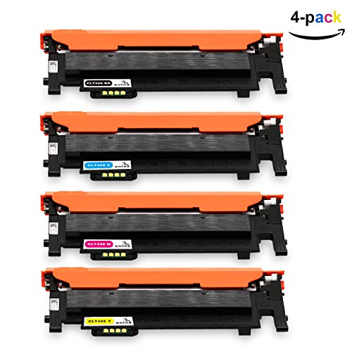 ONINO CLT-406S Samsung 4-Pack Cartouches de Toner pour Samsung CLT-406 CLP-360 CLP-366W CLX-3300 CLX-3305 CLX-3305FW CLX-3306FN CLX-3307FW SL-C410 SL-C460W(Noir, Cyan, Magenta, Jaune)