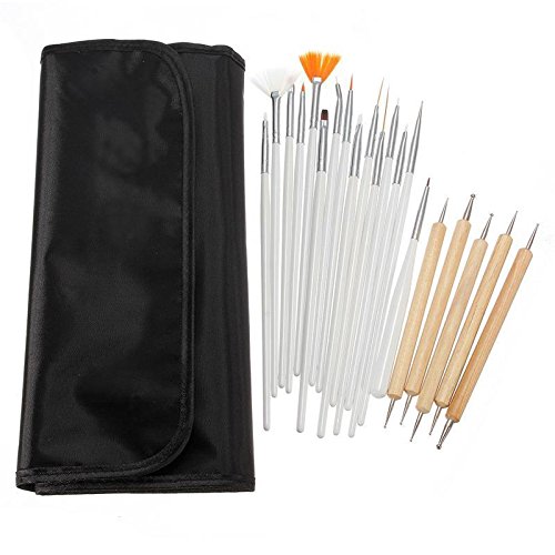 JZK® 20 tlg. Nail Art Set Gel Pinsel Nailart Set Profipinsel Stift Künstlerpinsel French Nail Art Nail Art Dotting Tools / Spot Swirl – Professionelles Set Spitzen Swirl Tools / Spot swirl, Mit einer Tasche - 5