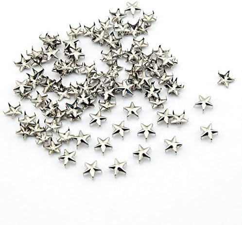 Owfeel 100pcs Star DIY Metal Studs 5 Prongs Spots Nailheads Spikes for Bag Shoes Jeans Bracelet Silver (12mm)