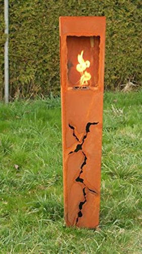 Gartendeko Rostsäulen Fackel Säule 125 cm Gartenfackel Laterne
