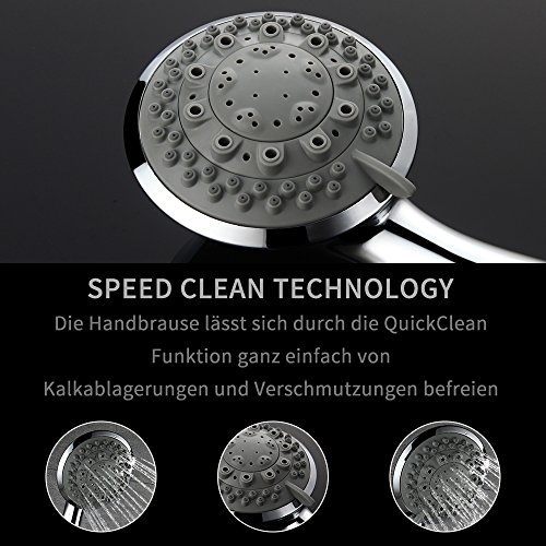 Homelody Handbrause mit 7 Strahlarten Strahlfunktionen Brausekopf Brause Wasserspar Regendusche Multifunktions Duschkopf Duschbrause Grau Verchromt - 3