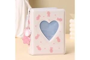 runrayay 3 Zoll rosa Kaninchen Mini-Fotoalbum für Kamera, Fotokarte Binder, Liebe Herz hohlen Fotokarte Halter Buch, Visitenkarte Buchhalter, Fotokarte Hüllen 40 Taschen