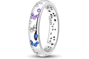 NARMO 925 Sterling Silber Frauen Ringe Mond Stern Ring Evil Eye Ring Bunte Cubic Zirkonia Ring Stapelbare Vintage Ringe Statement Ringe für Frauen Größe 52-60mm