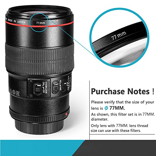 Neewer Lentille de 77 mm Kit de filtre     filtre UV   filtre CPL   Filtre ND4   Filtre Pouch pour Canon EOS EF 24   105 mm f 4 l IS USM Objectif    zoom  Nikon 28   300 mm f 3 5   5 6 G ED VR II AF-S objectif zoom