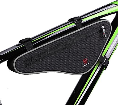 Fozela Bike Cycling Bicycle Triangle Bag Front Saddle Frame Pouch Outdoor(Black gray)