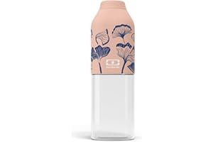 monbento - Bouteille d'Eau MB Positive M Ginkgo 500ml - Gourde Hermétique - Idéale pour Bureau, Sport, Pique-Nique - Sans Bpa - Zéro Déchet - Motif Japonais - Rose et Bleu
