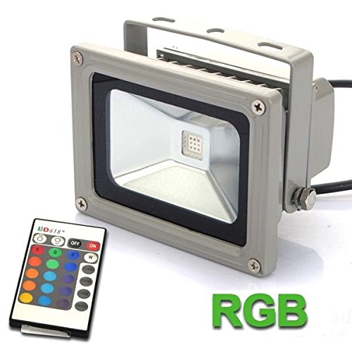 MVPower® 2 St. 10W RGB LED Strahler Wasserdicht IP65 In- und Outdoor Grau Gehäuse mit Fernbedienung Memory Funktion Farbwechsel LED-Fluter Scheinwerfer Außenbeleuchtung - 3