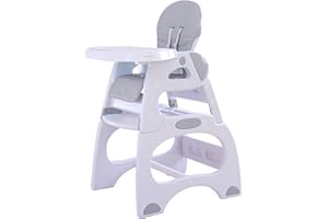 Babify Eat&Play Seggiolone convertibile in sedia e tavolo, reclinabile, doppio vassoio estraibile multiposizioni, sedile grigio, 1 pezzo (confezione da 1)