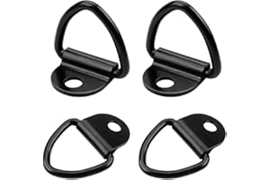 YANGFEI 4 Pieces Tie Down Anchor, Stainless Steel D Ring Tie Down Anchor Trailer Anchor Forged Lashing Ring Black V-Ring Hooks for Cargo on Trucks Trailers Pickups Boats