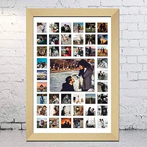 The Happy Dreams Customized Collage Photo Frame | Birthday Gift Collage with a Message and Images | Mosaic Frame | Gifts for Couples | Size -14 x 20 inches (Natural Wood)