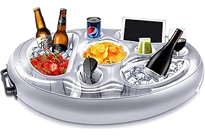 CRSUSUKJ Portabibite Gonfiabile,Vassoio per Cibo Galleggiante per Piscina con 8 Fori,Portabicchieri Gonfiabili, Porta birra Gonfiabile,per l'Estate All'Aperto Piscina Spiaggia