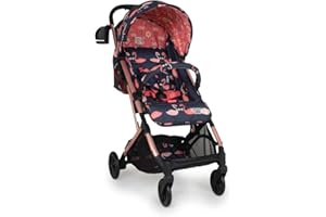 COSATTO Woosh 3 Pushchair – Lightweight Stroller Birth to 25kg - One Hand Easy Fold, Compact, Telescopic Handle, Extra Large Shopping Basket, Cup Holder, Bumper Bar & Raincover (Pretty Flamingo)