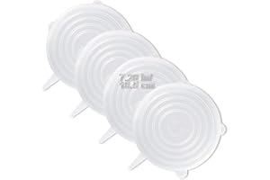 LELE LIFE Lot de 4 couvercles extensibles en silicone de même taille, plus épais, couvercles extensibles pour conservation d'aliments, 18,5cm