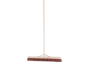 Easy Shopping® Wooden Handle Broom Soft & Hard Brush Sweeping Industrial Home Garden Yard Outdoor Easy Grip (18" Hard Brush)