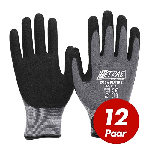 Preisvergleich Produktbild 12 Paar NITRAS 8910 Dexter 2 Mechanikerhandschuhe Werkstatthandschuhe Handschuhe mit Klettverschluss, Größe:11