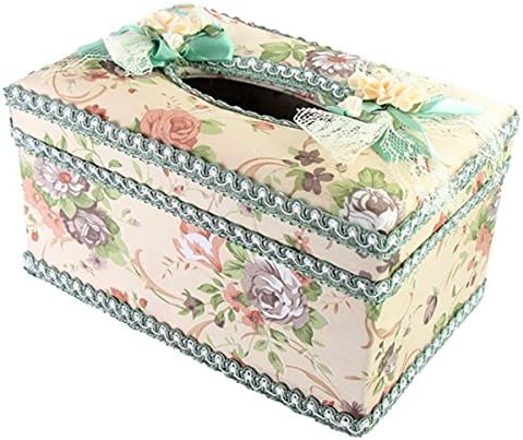 HZY Lace Rectangular Tissue Box with Flower Cloth for Car & House & Office (Blue)