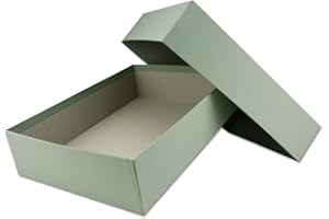 ‎NEUSER PAPIER NEUSER PAPIER Hochwertige Aufbewahrungs- und Geschenkboxen - 1 Stück - DIN A4 - Eukalyptus (Grün) bezogen - 302 x 213 x 70 mm, Schul-/Studienabschluss