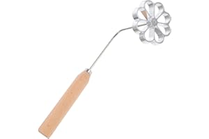 Angoily Molde De Bocadillos Fritos De Acero Inoxidable Con Mango De Madera Antiadherente 10.2X5.3X3 Pulgadas Para Freír Buñuelos Croquetas Y Tortas De Zanahoria En Casa