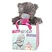 Produktbild Me to You SG01W4068 Geschenketasche und darin sitzender Plüschteddybär mit Taschenaufdruck "Happz Birthdaz To You", 12,7 cm hoch
