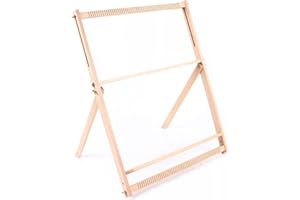 Kazafa Wooden Weaving Loom Large 70x50cm Frame with Three Adjustable Gears & Comb, Foldable Loom for Kids Over 6 and Adults, Wall Hangings & Blankets