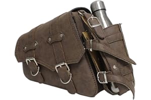 YUANZHOU CLBING Universali Pelle PU Borse Laterali Moto,Con Portabottiglie,Installazione Facile Portatile Grande Capacità,Impermeabile(nero),Left