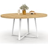 IDMarket Selma Extendable Round Dining Table for 4-8 People, Wood and White, 110-150 cm