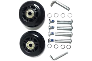 LOTOWELZON Lot de 2 roues de rechange pour valise, roues en ligne de 80 mm avec roulements de 8 mm, essieux de 35 mm, 40 mm, clés de réparation (OD80 x THK24 mm, noir)