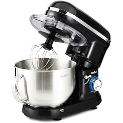 VonShef Robot Pâtissier Multifonctions 800-1260W - Bol de 3,5 L avec dispositif anti-éclaboussures - Livré avec fouet batteur, fouet ballon et crochet de pétrissage
