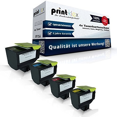 4x kompatible Tonerkartuschen für Lexmark CX410de CX410dte CX410e CX510de CX510dhe CX510dthe 802HK 802HC 802HM 802HY Black Cyan Magenta Yellow Sparset