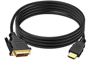 WEGLOK 4K Câble HDMI Vers DVI 1.5M Flexible, Bidirectionnel DVI Vers HDMI Ultra Fin, 1080P, 3D Full HD pour PS3/ps4, HDTV, PC