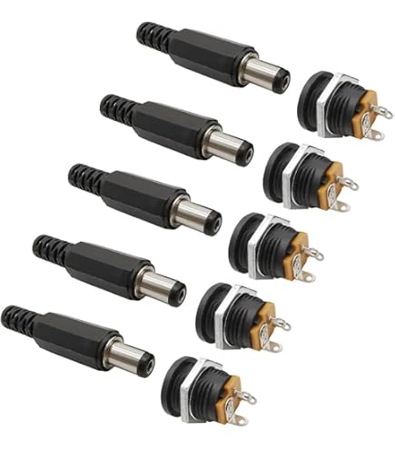 20 Pièces Prises Femelles DC 2.1x5.5mm Avec Capuchons Antipoussière - Connecteurs Alimentation