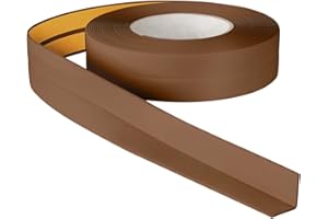 ProfiPVC Battiscopa Morbido PVC 18x18mm - 5 metro, Nastro Sigillante Autoadesivo per Cucina e Bagno, Elastico e Divisibile, con Striscia Spezzata, Montaggio Facile, Marrone