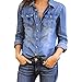 Produktbild Bluse Damen Sunnyadrain T Shirt Damen Mode Arbeiten Sie Casual Blue Jean Denim Langarm Shirt Tops Bluse Jacke