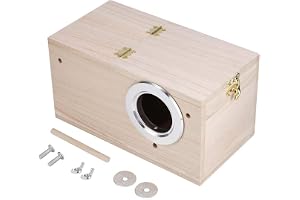 Sheens Fågelbox, fågelhus i naturligt trä små fågelbonar för Conake Perch oskiljaktiga Cockatiel Budgie Conure(vänster oppening)