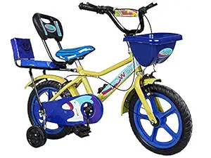 Norman Jr - SZ33 - Ultra Double Seated Bicycle Designed in Scandinavia EU Kids Bike Bicycle for Toddlers and Kids 14 Inch Fully Adjustable with Back Seat & Support for Boys and Girls Cycle for 2 to 5 Years-Green / Blush Blue