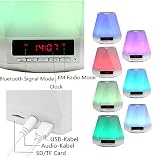 SOLMORE LED Bluetooth Lautsprecher Speaker Lampe Lichtwecker Multi Funktion Farbwechsel Stimmungslicht Mini Nachtlich Wecker Wireless Stereo Musik Sound Spielen mit Eingebauten Wiederaufladbaren 1500mAh Batterie/ USB Kabel /TF Karte Unterstützt für Handy Smartphone Tablets Laptop PC und andere Bluetooth Geräte für Tischlampe Schreibtischlampe Tischdeko Kinder Zimmer Outdoor Camping Geschenke - 4